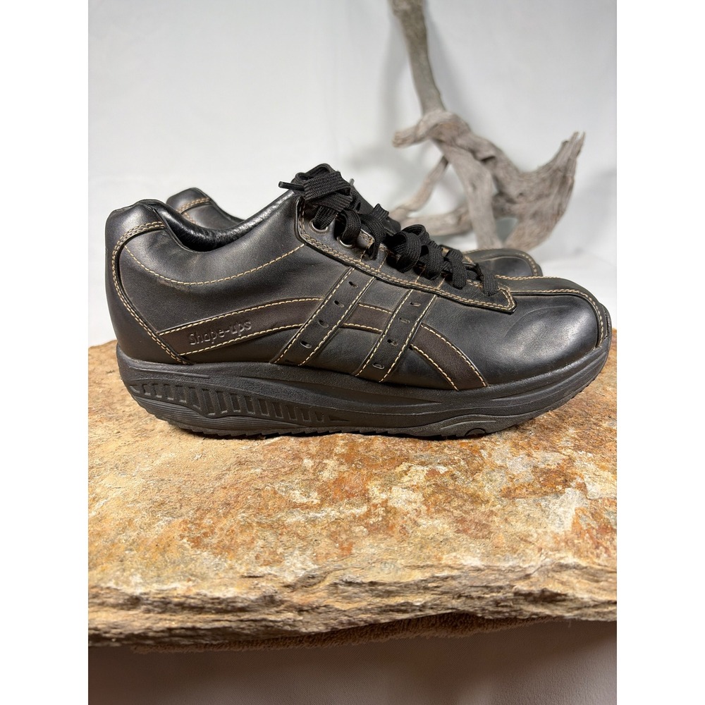 Skechers Shape-ups Mens Black Leather Rocker Bottom Walking Shoes SN 66504 10